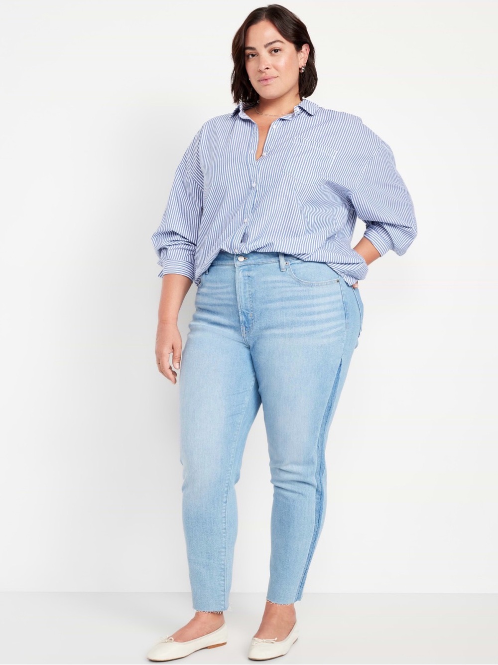 Light Blue High-Rise Women's OG Straight Cut-Off Ankle Jeans